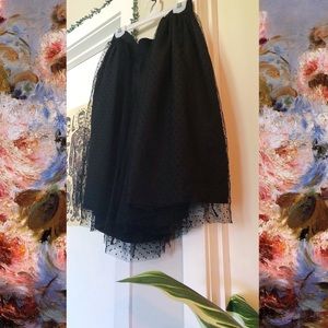 POLKA DOT Mesh Overlay Midi Skirt